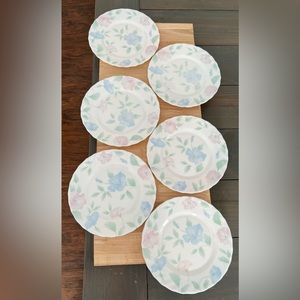 Arcopal France Vintage Chloe Floral Scalloped Glass Dessert Plates Gorgeous